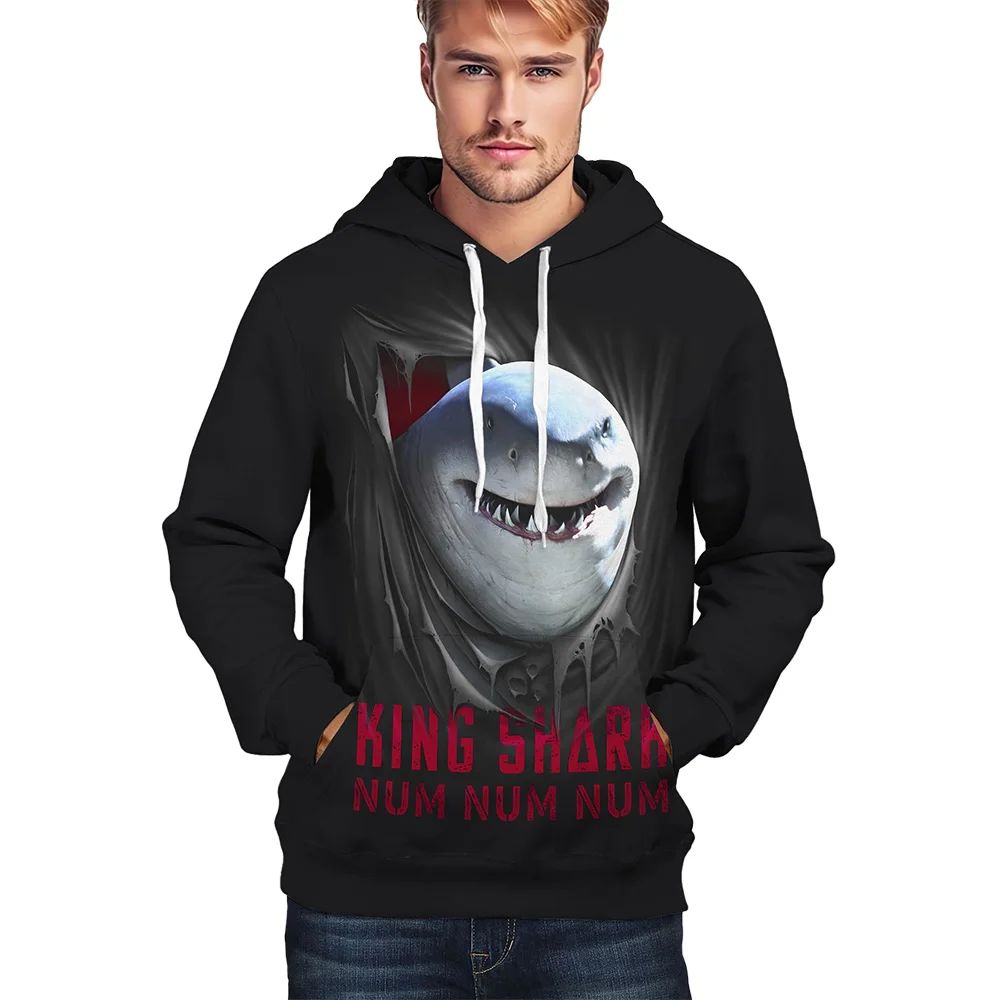 

Skull Men's Hoodie Full Body Pattern 3D Digital Printed Casual Hooded Jumper Long Sleeve Ripped Tops Grim Ripper Vintage Clothes