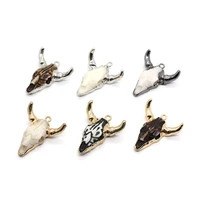 2pcspack small size bull head skull pendants resin with rhinestone 27x31 size diy making necklace jewelry accessions 8 types