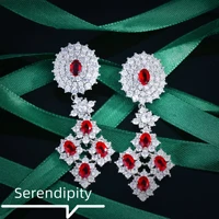 2022 court style trend synthetic ruby earrings for women fashion silver color pendant earring wedding banquet fine jewelry gift