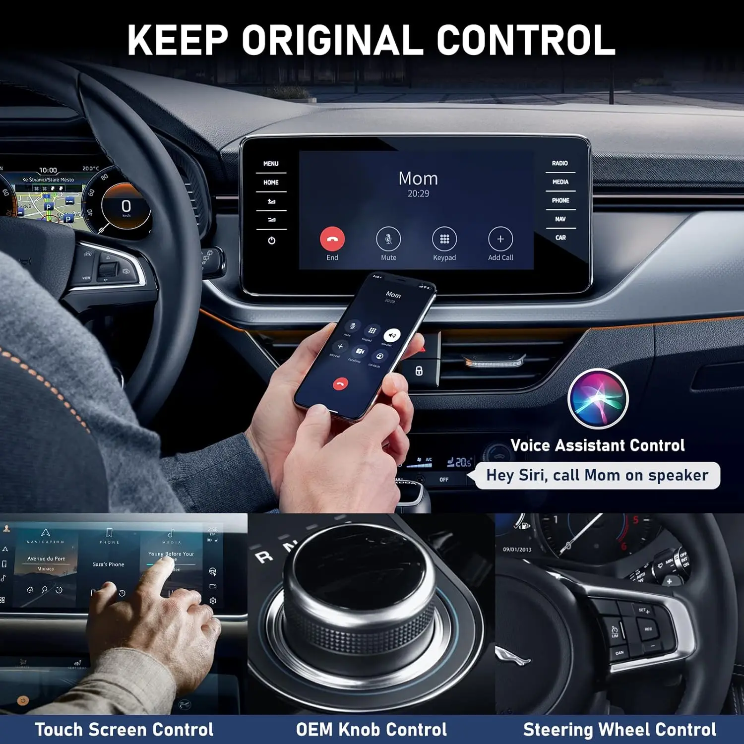 Фото Автомобильная центральная панель управления с Android Auto, двухдиапазонным Wi-Fi 5 ГГц, плавным подключением, голосовым управлением Siri, онлайн-картами и нулевой задержкой. №3