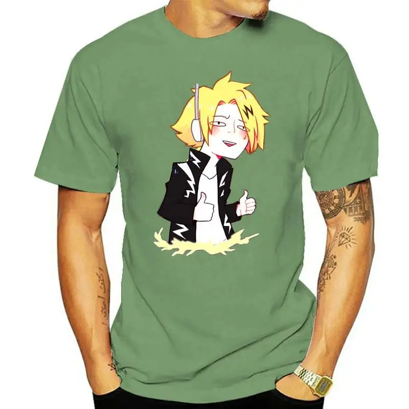 

Color Black T-Shirt Kaminari Denki My Heroes Academia Short Sleeve Size S-3XL High Quality For Man Tees Streetwear