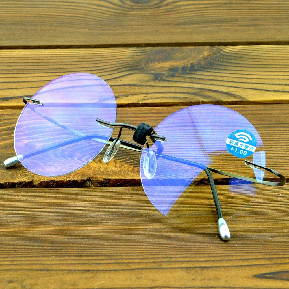 Очки для чтения из титанового сплава Clara Vida Round Style без оправы +0 75 +1 25 5 +2 до +4