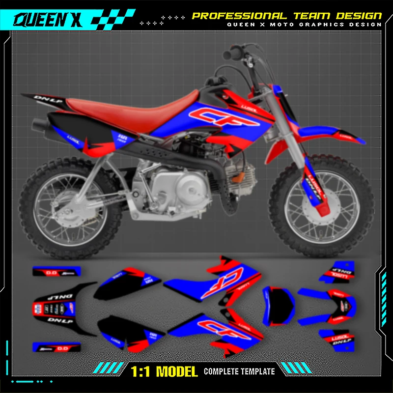 Фото QUEEN X MOTO Новый стиль, набор наклеек с графикой команды для HONDA 2000 2001 2002 2003 2004 2005 2006 2007-2021 CRF50 007 №3