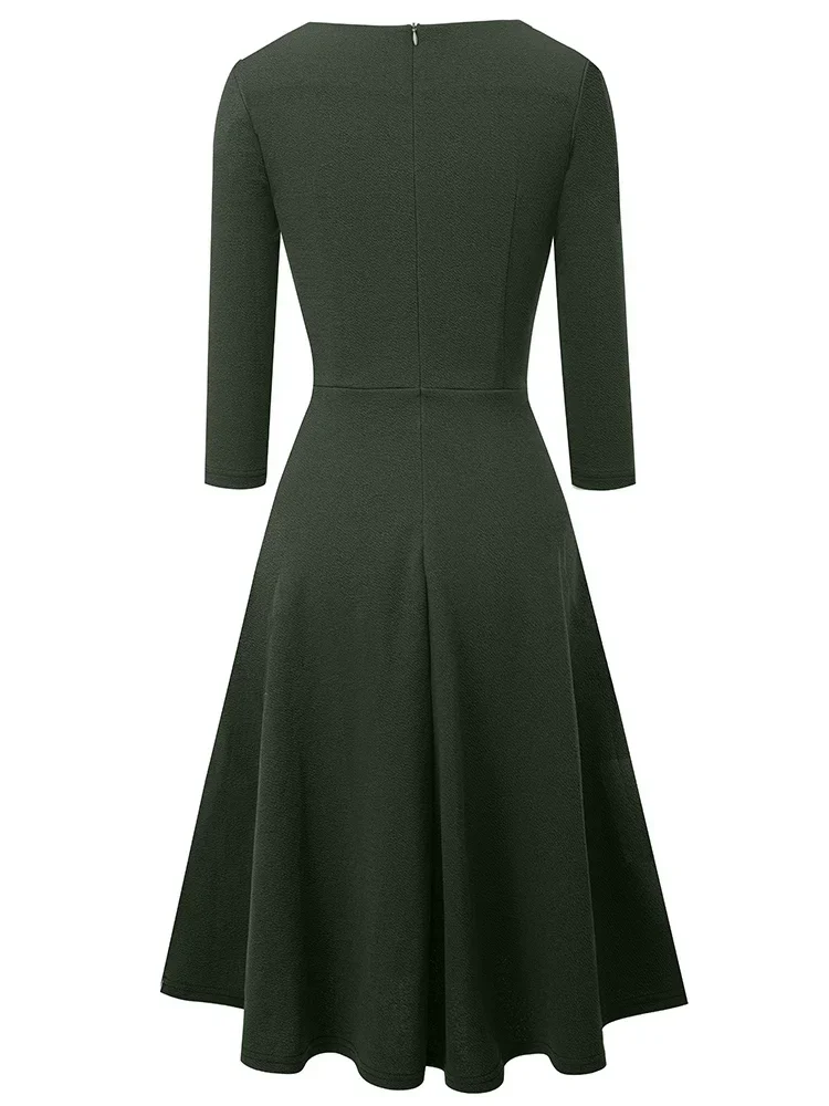 Женское классическое платье Nice-forever весеннее однотонное элегантное с разрезом