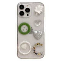 artificial beads crystal tpu case for iphone 12 13 pro max back phone cover for 11 pro x xs xr 8 7 plus se 2020 capa
