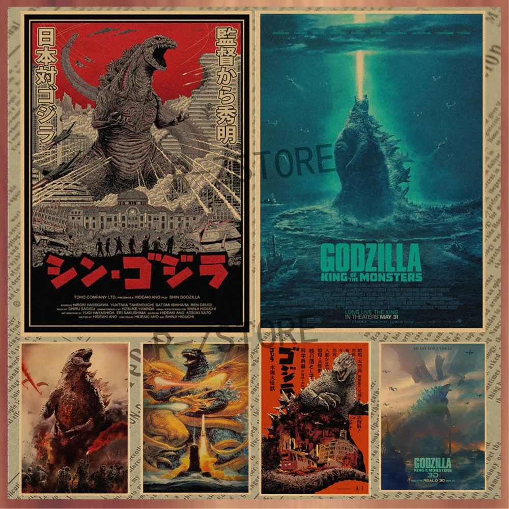 Горячая Распродажа Godzilla плакат с изображением монстра мультяшная Декоративная