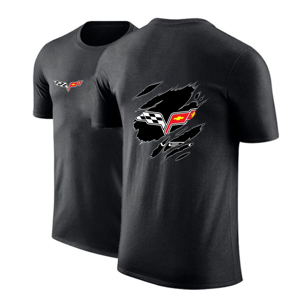 

Corvette Logo New на заказ, с круглым вырезом удобный принт Harajuku Slim Fit повседневные топы свитшоты для отдыха 2021 мужские футболки