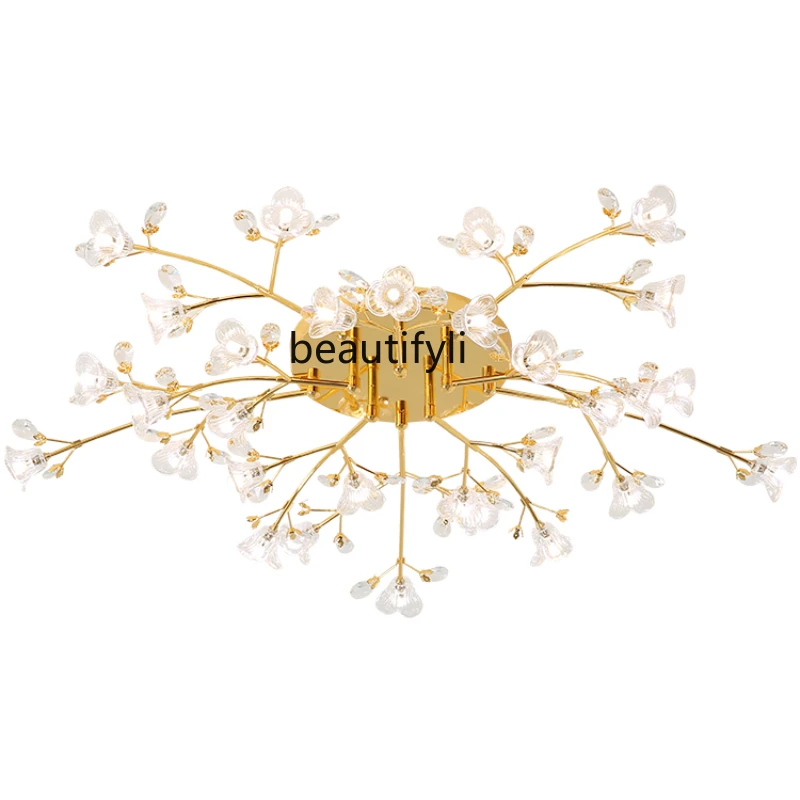 

hj Lamps Post-Modern Light Luxury Cozy and Romantic Bedroom Room Lamp Crystal Ceiling Lamp