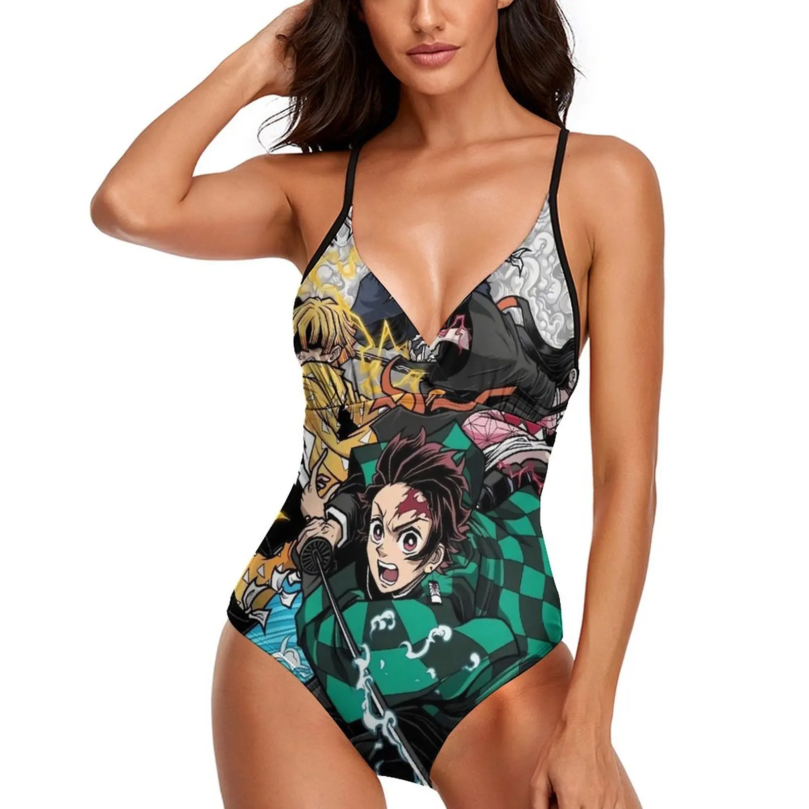 

Demon Slayer Anime Swimsuit Kimetsu No Yaiba One-Piece Swimwear Cute Monokini Sexy Backless Bodysuit Woman Custom Beachwear