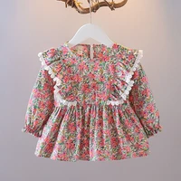 2022 summer new luxury girls shirts with ruffles floral dolls princess style fashion girls tops boutique clothing simple style