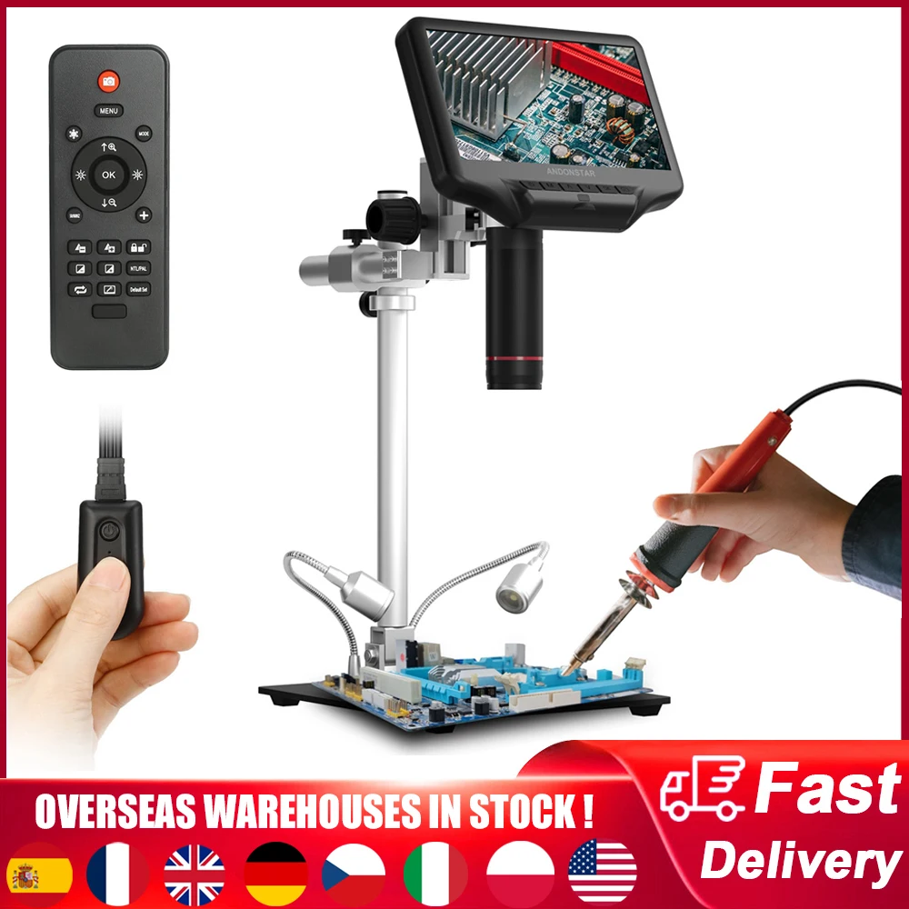 

AD407 PRO 7 Inch Digital Microscope 4MP 270X Magnification Photo Video Playback Industrial Microscopio for Electronics Soldering