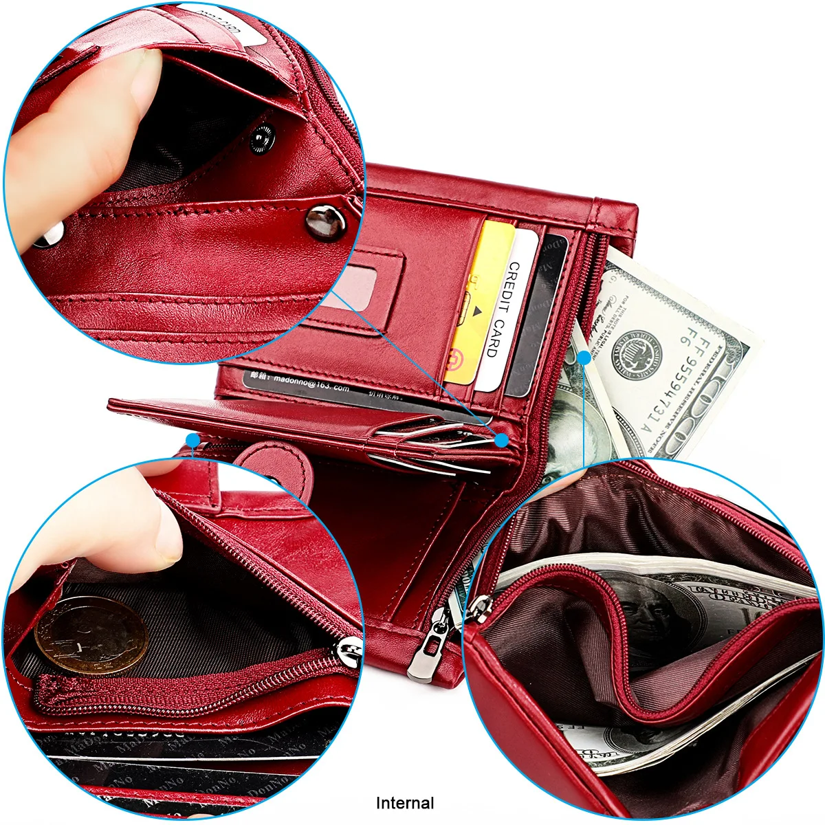 Fashion Small Oil wax Leather Wallet Women Stylish Zipper & Hasp Card Wallet Woman High Quality Short Credit Card Holder Purse