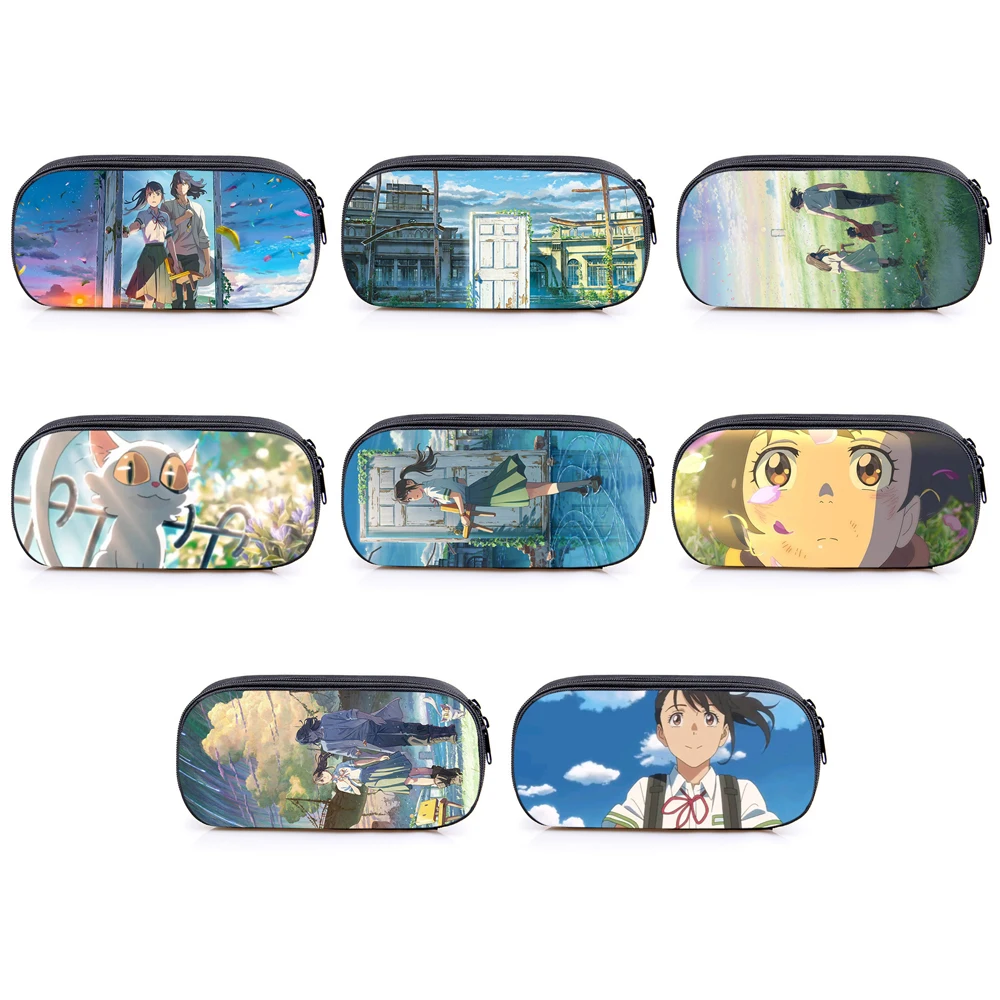 

Animation Suzume No Tojimari Kawaii Pencil Box Canvas Gift Toy Pencil Bag School Supplies Polyester Stationery Bag