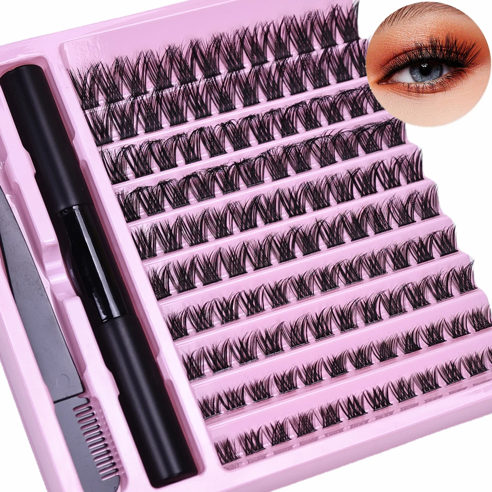 DIY Lash Extension Kit Clusters With Bond Cluster Lashes Wispy D Curling False Eyelash Tweezers