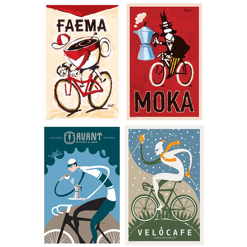 

Coffee Canvas Painting Cycling Print Poster Cafe Modern Art Canvas Painting Wall Pictures for Kitchen Bar Cafe Decor No Frame