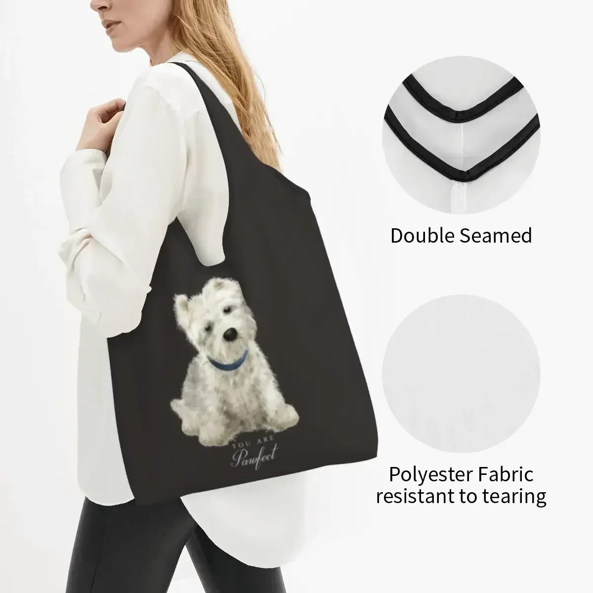 Сумка для покупок West Highland White Terrier Dog модная сумка сумка-тоут через плечо