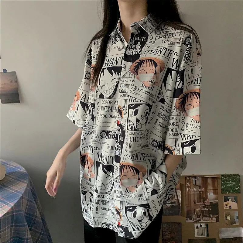 Женская свободная рубашка с коротким рукавом Корейская блузка в гонконгском