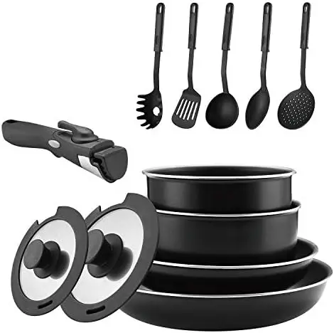 

Piece Non-Stick Cookware Set Non-Stick Pans and Pots with Removable Handles, Space Efficient Excellent for RVs and Compact Kitch