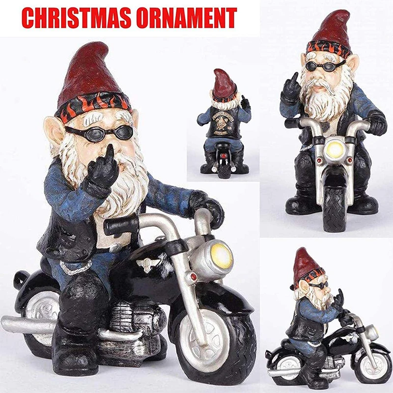 

1Pc Resin Dwarf Statues Motorcycle Ornaments Home Decoration Desktop Gnome Decoration Courtyard Park Home Decoration Accessories