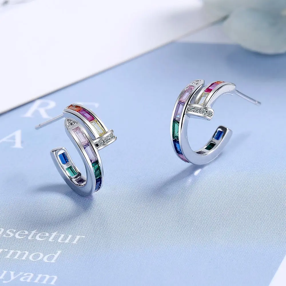 Rainbow Earrings Fashion Girls Cute Stud Earrings Women