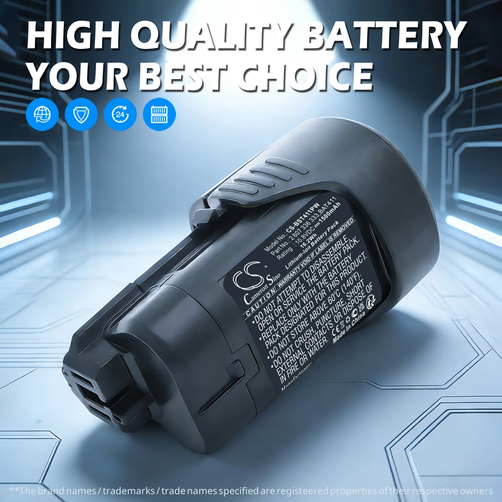 Фото Сменный аккумулятор CS для Bosch GWB 10.8-LI, Bosch GWI 10.8 V-Li, CLPK30-120, CLPK31-12, PN:1 600 Z00 02X, 1500 мАч / 16.2 Вт·ч №1