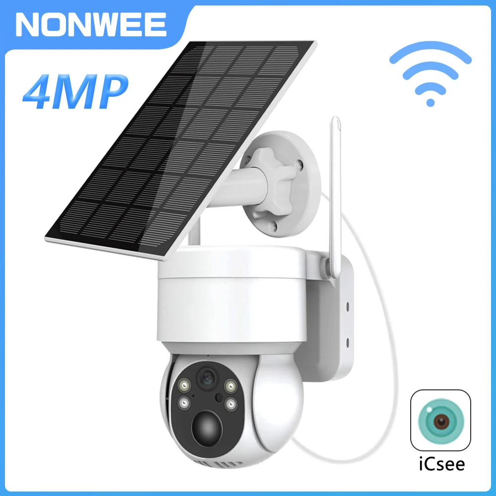 Wifi Wireless Solar Cameras With Solar Panel 4MP Outdoor PTZ IP Camera Video Surveillance Built In Battery PIR Detection ICSEE