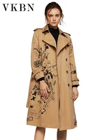 wqjgr 2022 spring and autumn trench coat women long sleeve printing fashion windbreaker trench femme