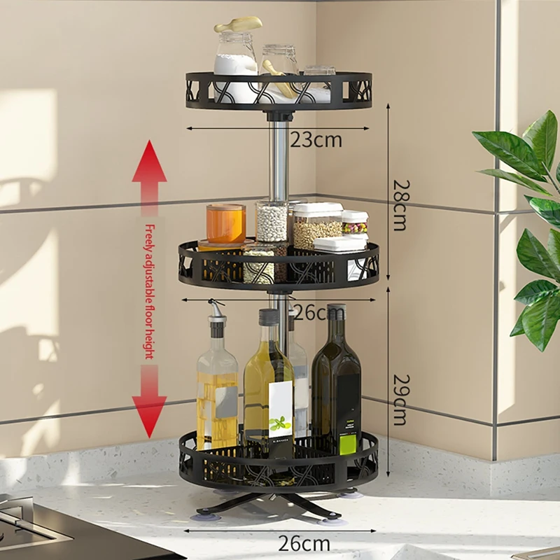 

Revolving Hanging Spice Rack With Height Adjustable Round Rotating Organizer Tray Turntable Cabinet Organizer Spice Rack