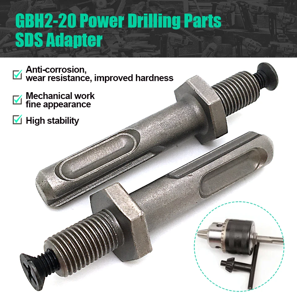 

2Pc 3/8" SDS Adapter Replace For Bosch GBH 2-20 Power Drilling Tool Diamond Core Bits Connection Converter Round Square Shank