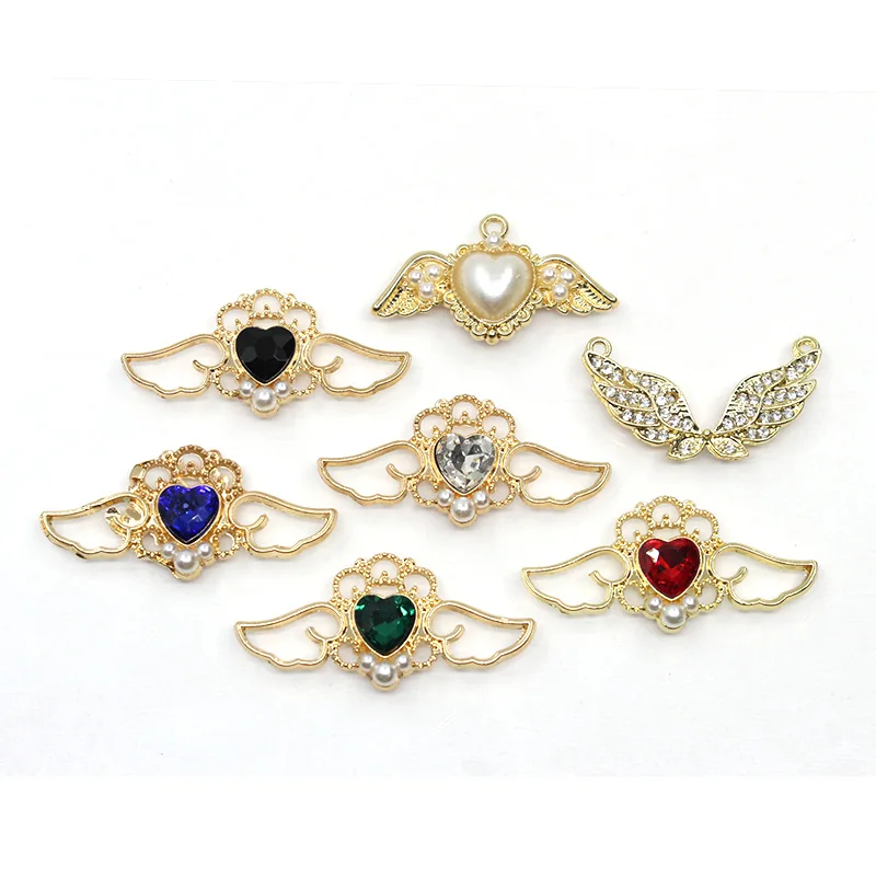 

10 шт., металлические пуговицы в форме сердца с жемчугом