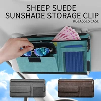 car sun visor organizer storage bag multi pocket clip with abs plate document pouch pen holder for auto interior accessories