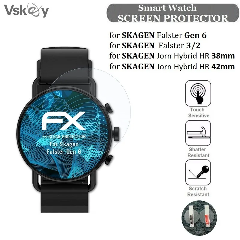 

10PCS Smart Watch Screen Protector for Skagen Falster Gen 6/3/2 Jorn Hybrid HR 42mm 38mm Round Tempered Glass Protective Film