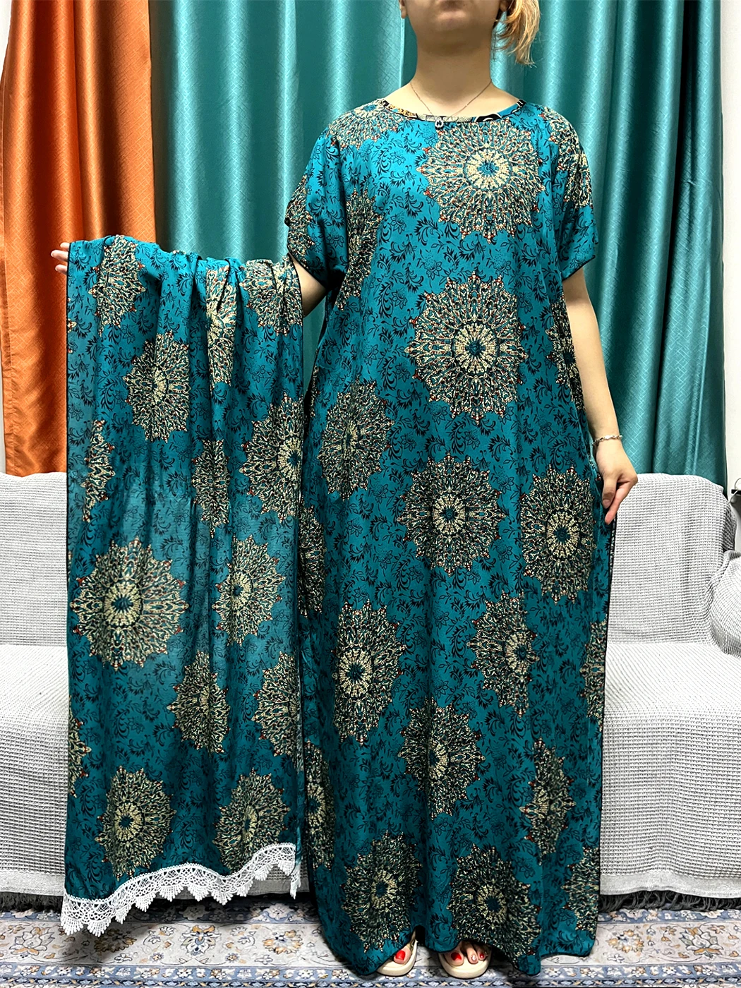 Мусульманская хлопковая ткань искусственная 2024 Boubou свободная Макси-Женская