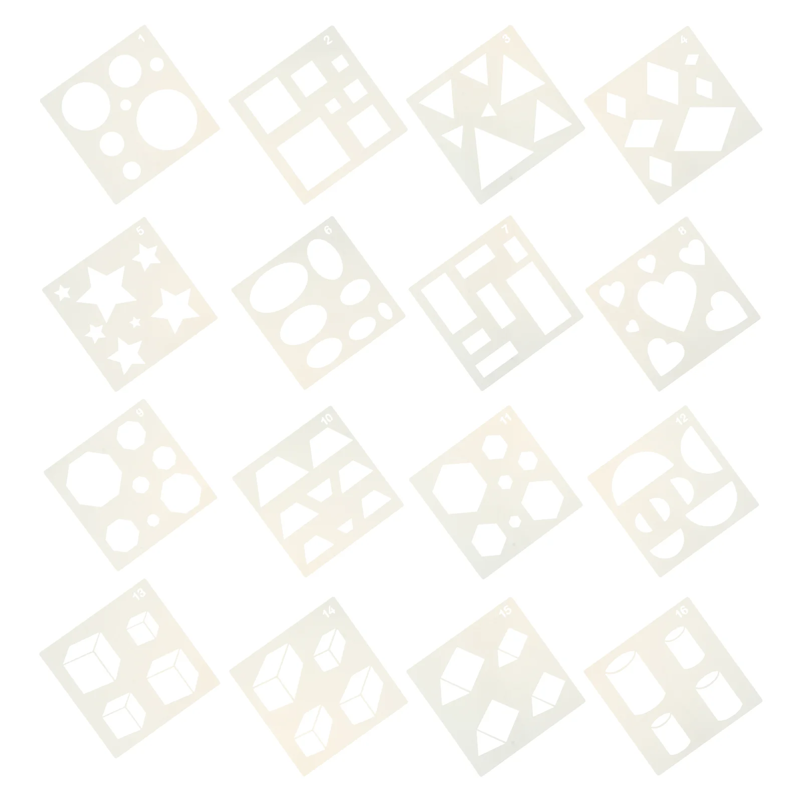

16pcs Learning Educational Template Geometric Stencil for Painting Tracing