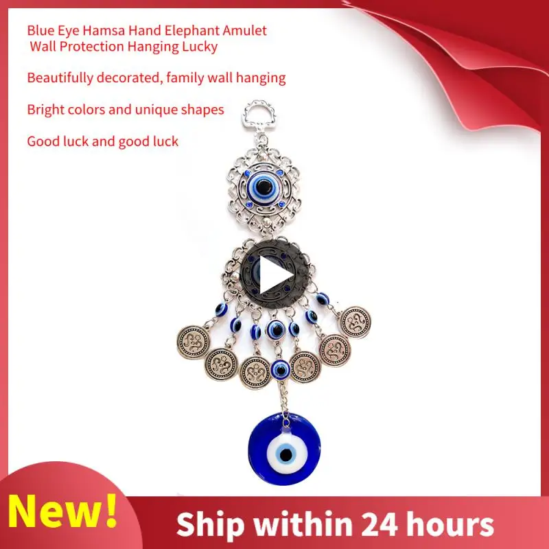 

Wall Hanging Pendant Amulet Lucky Charm Blessing Protection Gift Blue Eye Hamsa Hand Elephant Amulet For Home Decoration
