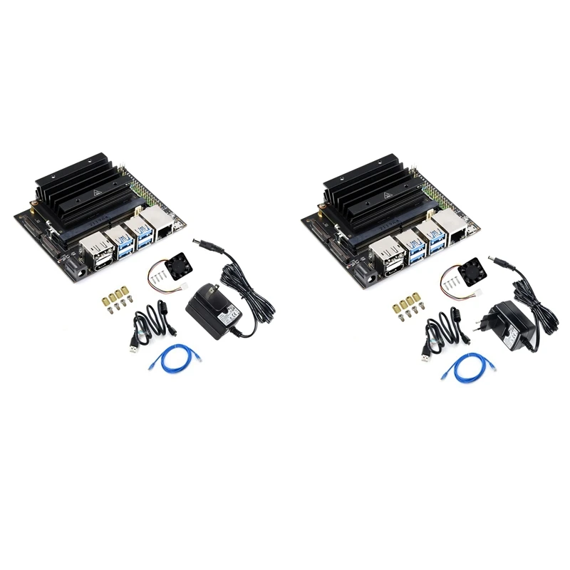 

1 комплект для интеллектуальной макетной платы Jetson Nano 4 Гб с ИИ + радиатор + чехол + вентилятор + сетевая карта + кабель RJ45 + комплект USB-кабеля (в...