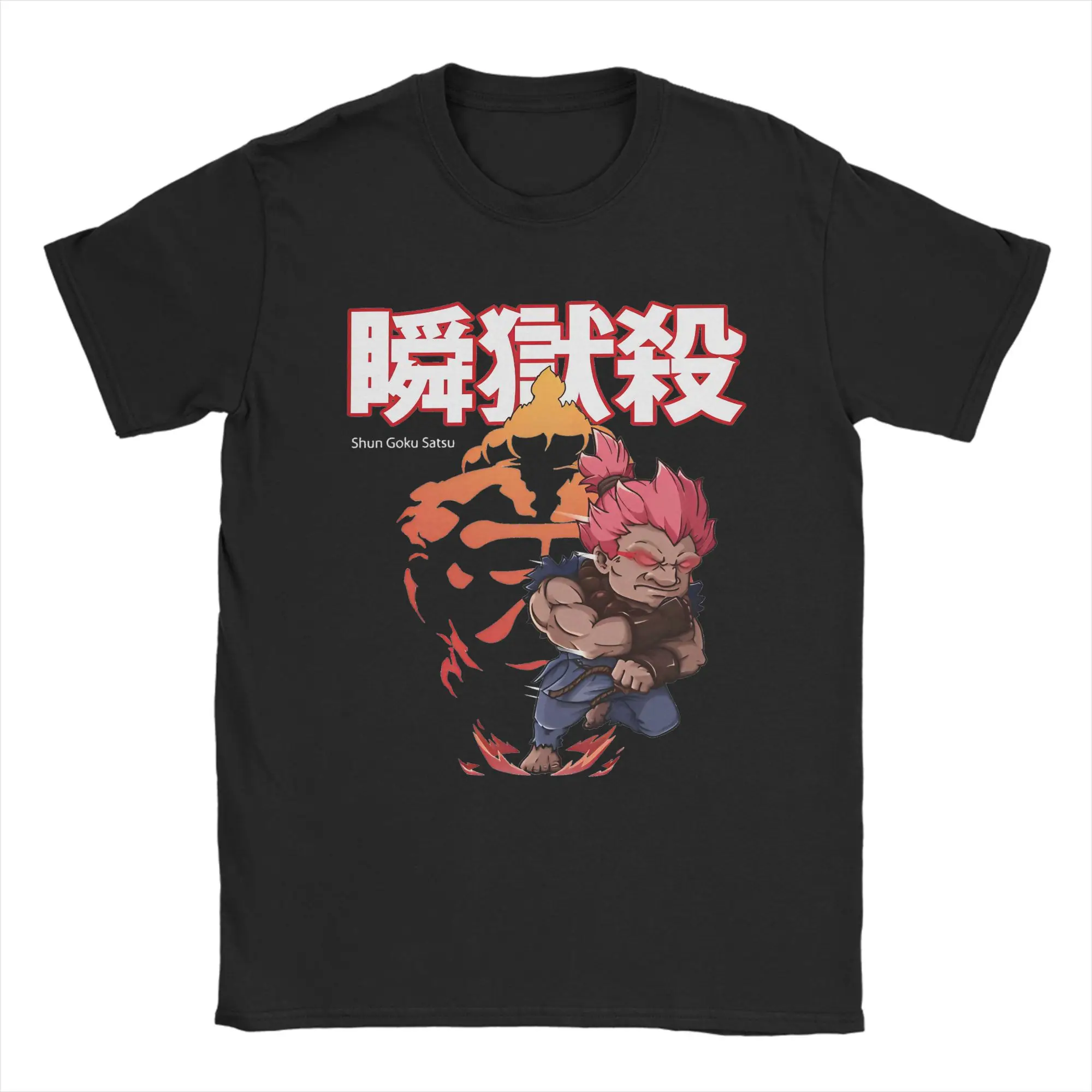 Фото Футболка Harajuku Streets Fighters, мужская одежда с круглым вырезом и короткими рукавами, хлопковая летняя одежда Akuma №2
