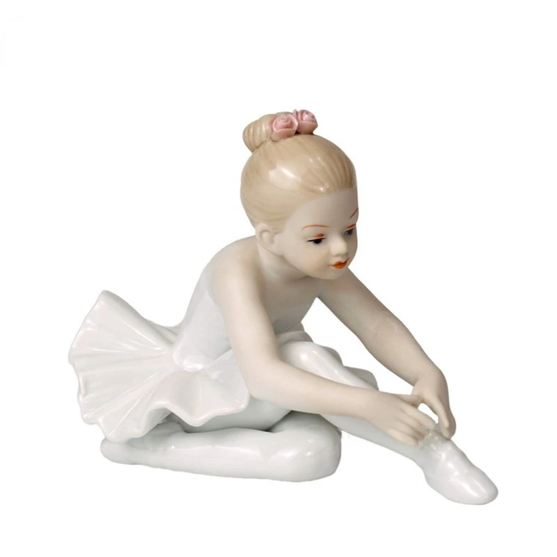

Ceramic Ballet Girl Figurine Doll Interior Home Decoration Accessories Living Room Bedroom Creative Kids Gift Colletction