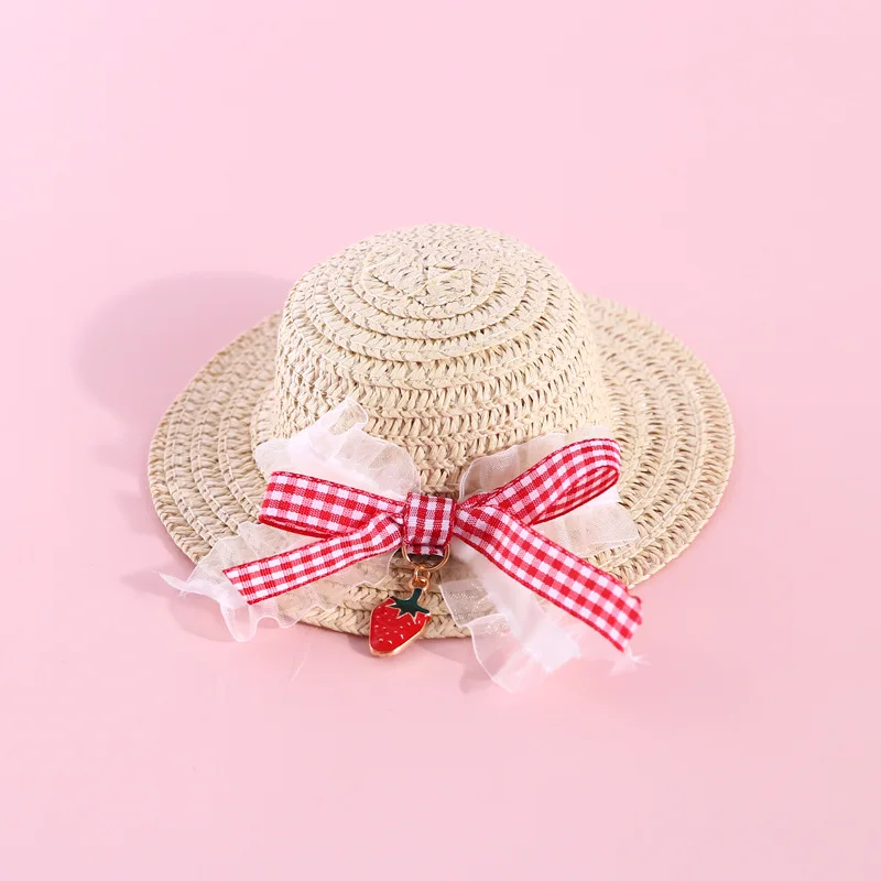 Элегантная плетеная соломенная шляпа для домашних животных от солнца кошек