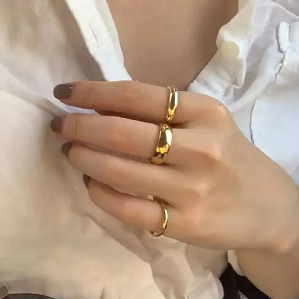 Минималистичное простое гладкое кольцо из нержавеющей стали женское