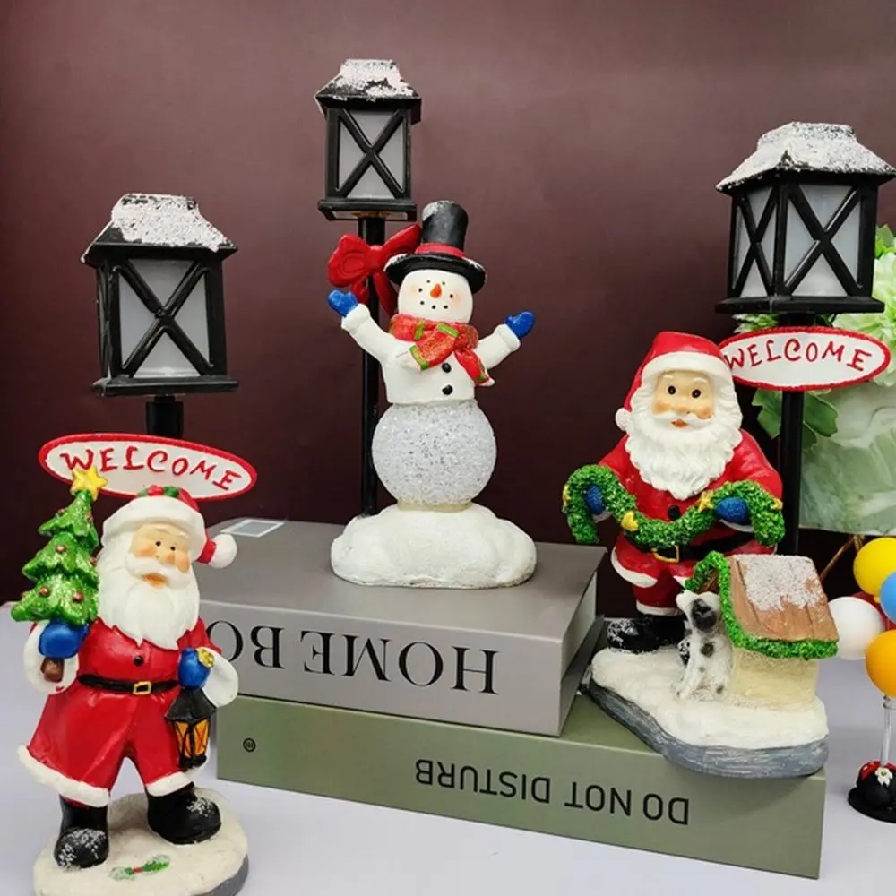 

Standing Doll Snow House Christmas Tiny Scene Sets Landscape Light Christmas Light Santa Claus Figurines Decoration Light