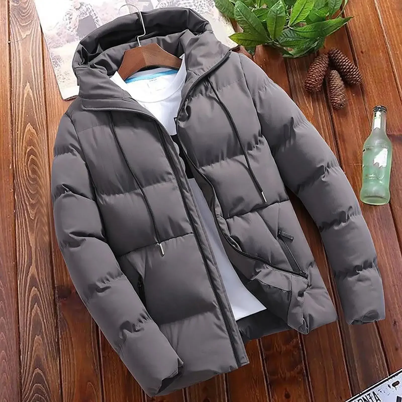 Chaqueta gruesa con capucha para hombre Parkas cálidas informales ropa de negocios moda invierno универсальный 2024 г.