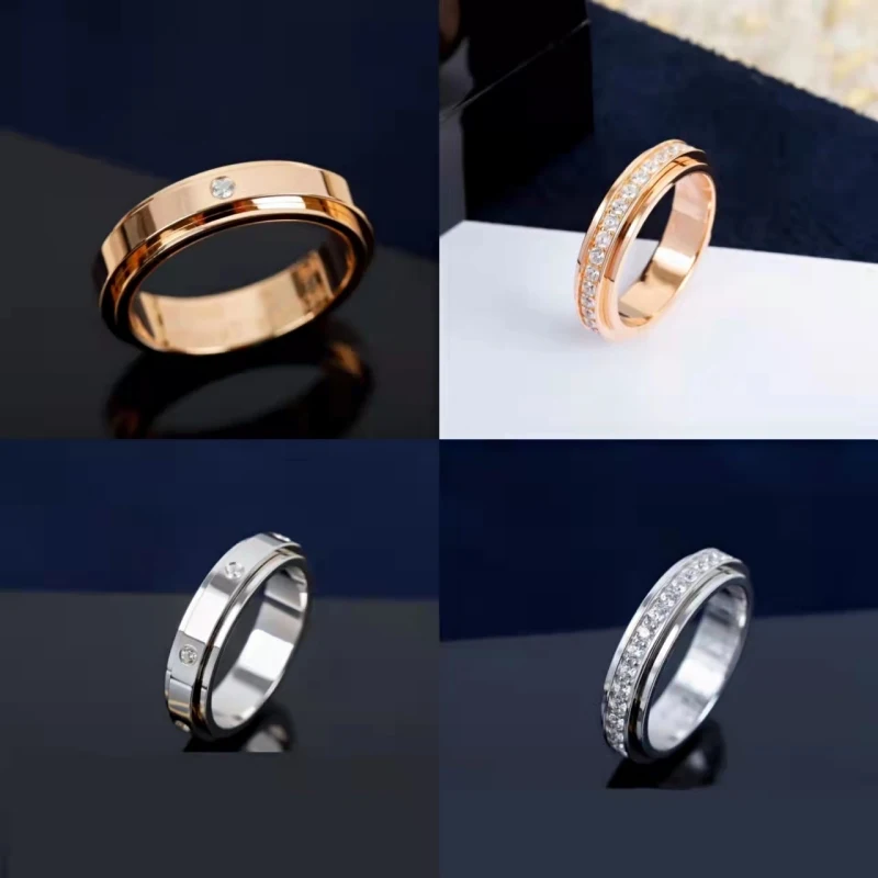 

European-American Rotation Time Running Ring 925 Silver Plated Classic Light Luxury Men's and Women's Fashion Brand Jewelry