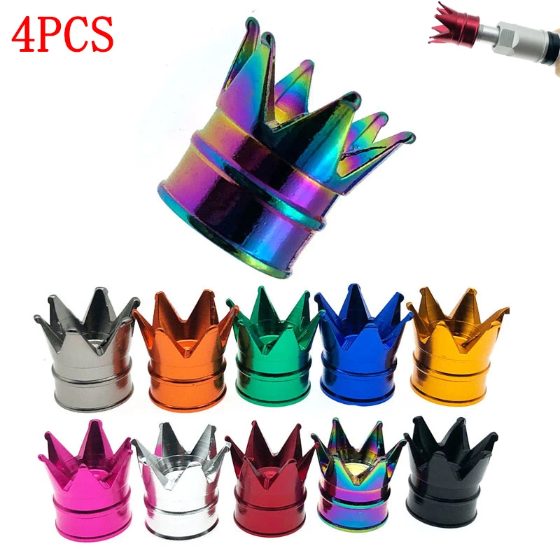 

1/4PCS Creative Crown Aluminum Car Wheel Tyre Tire Air Valve Stem Cap Dust Cover Car Styling Decorative Auto Exterior Decoration