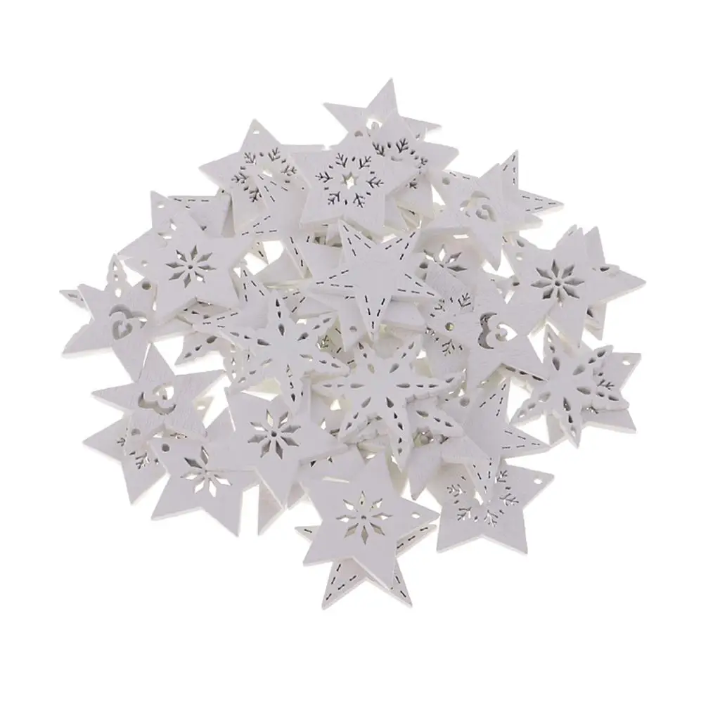 

50PCS WOODEN SNOWFLAKE DECOR CRAFT EMBELLISHMENT SCRAPBOOKING CARD