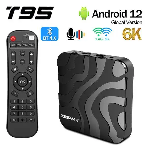 Smart TV Box T95 Max Android 12 4G 64G H618 Телеприставка четырехъядерный двойной Wi-Fi 2 и 5G 6K Google Voice