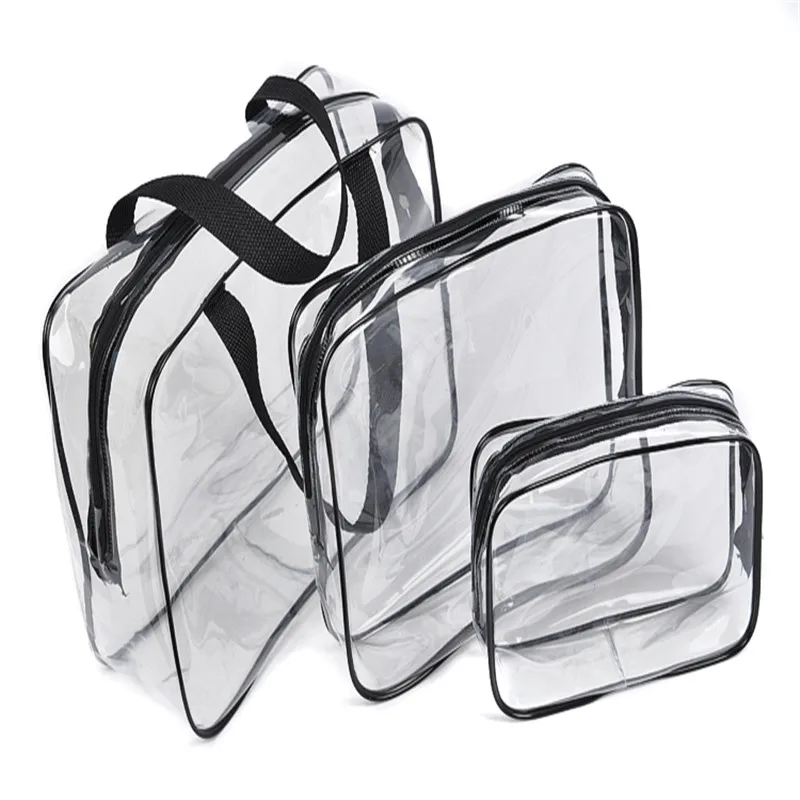 

1Pc Environmental Protection PVC Transparent Cosmetic Bag Women Travel Make Up Toiletry Bags Makeup Organizer Case S/M/L Sizes