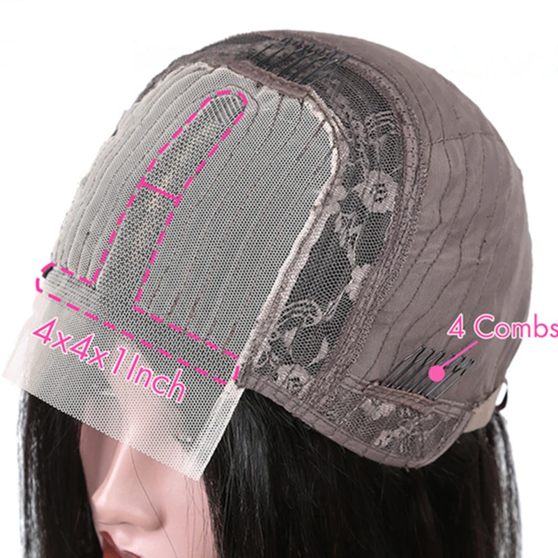 Парик из натуральных волос прямой боб кружевной парик Remy класс 4*4*1 текстура для