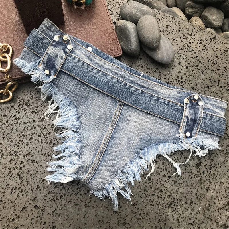 Hot Sexy Low Waist Jeans Denim Shorts Indie 2023 Summer Sexy Mini Shorts with Belt Women's Clothing Nightclub Beach New Women's