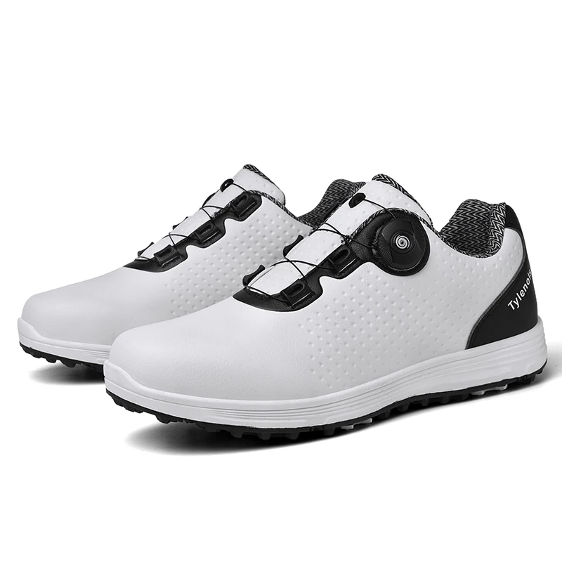 Professional Men's Golf Shoes Outdoor Grass Leisure Walking Golf Training Shoes Men's White Nail Free Golf Shoes Size 37-46